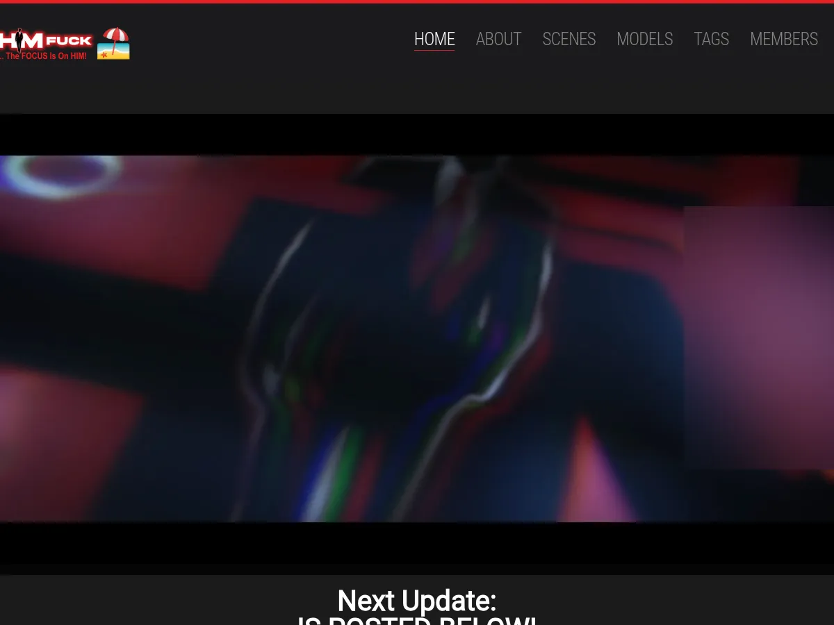 A heavily blurred, censored capture of the SeeHimFuck homepage โ only soft shapes are visible, no explicit or readable content