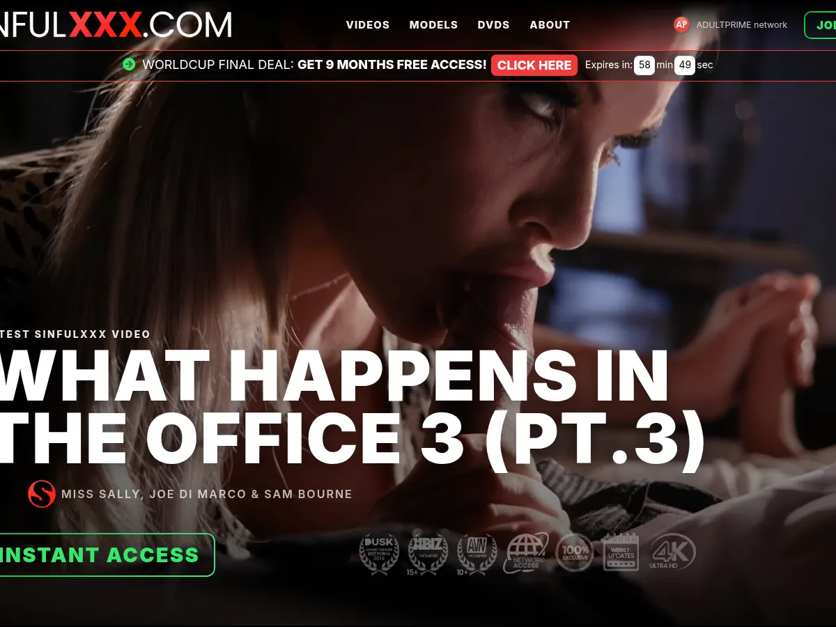 A heavily blurred, censored capture of the SinfulXXX homepage โ only soft shapes are visible, no explicit or readable content