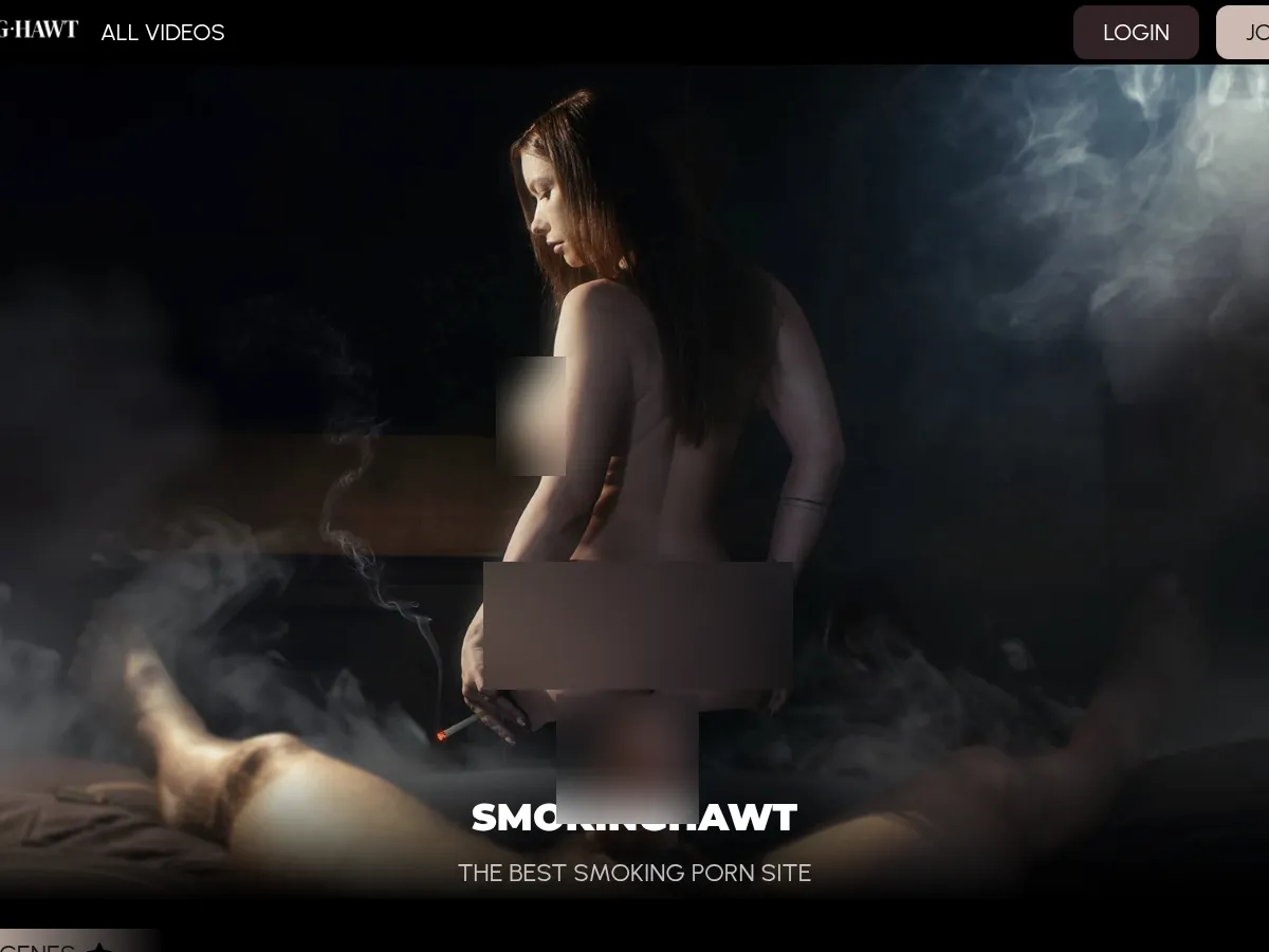 A heavily blurred, censored capture of the SmokingHawt homepage โ only soft shapes are visible, no explicit or readable content