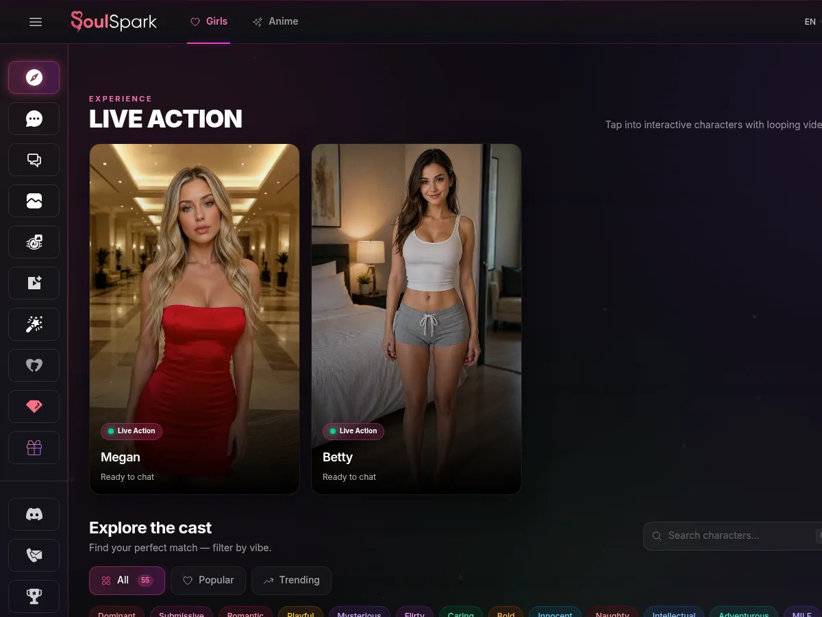 A heavily blurred, censored capture of the SoulSpark homepage — only soft shapes are visible, no explicit or readable content