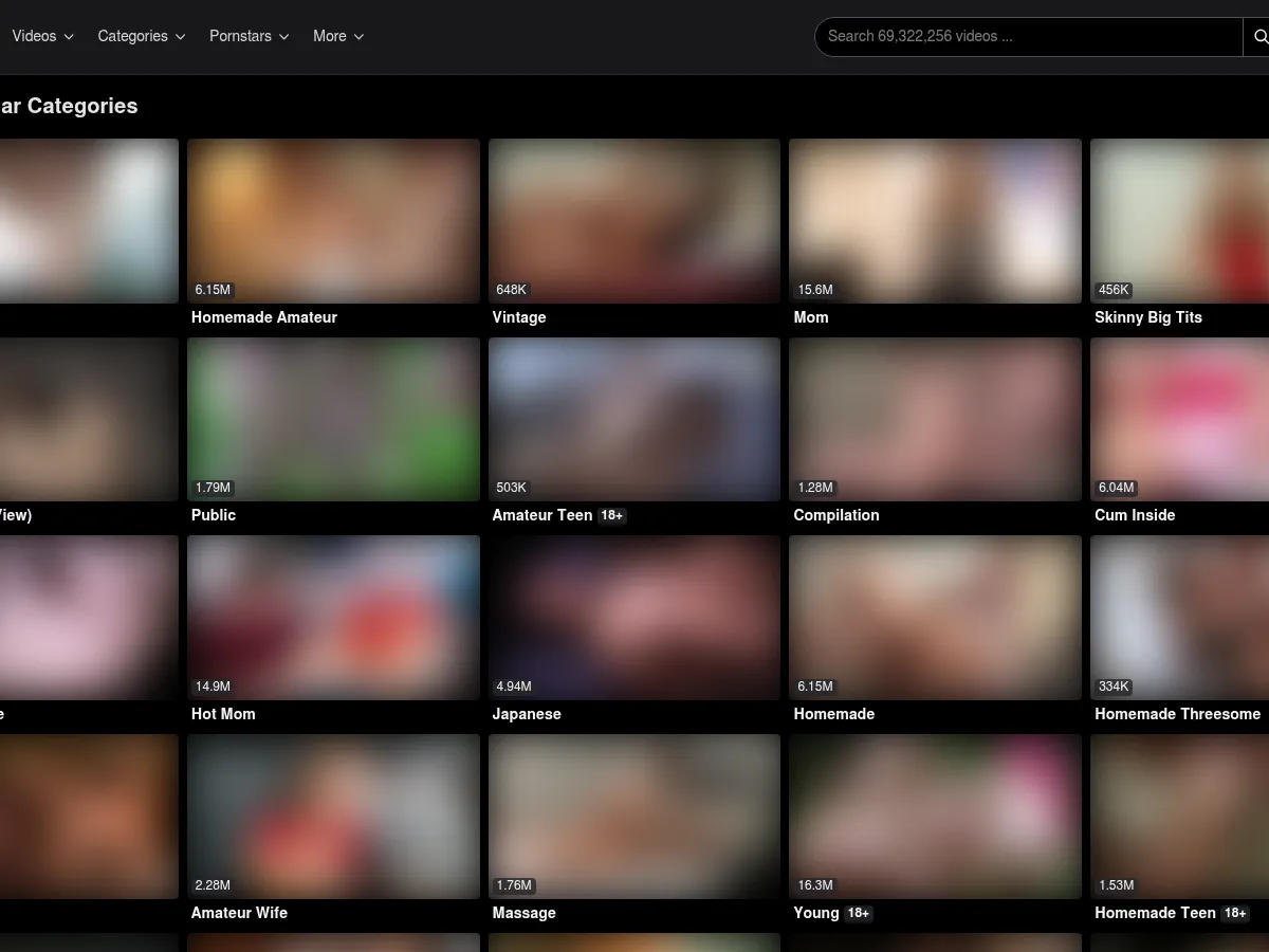 A heavily blurred, censored capture of the Tiava homepage — only soft shapes are visible, no explicit or readable content