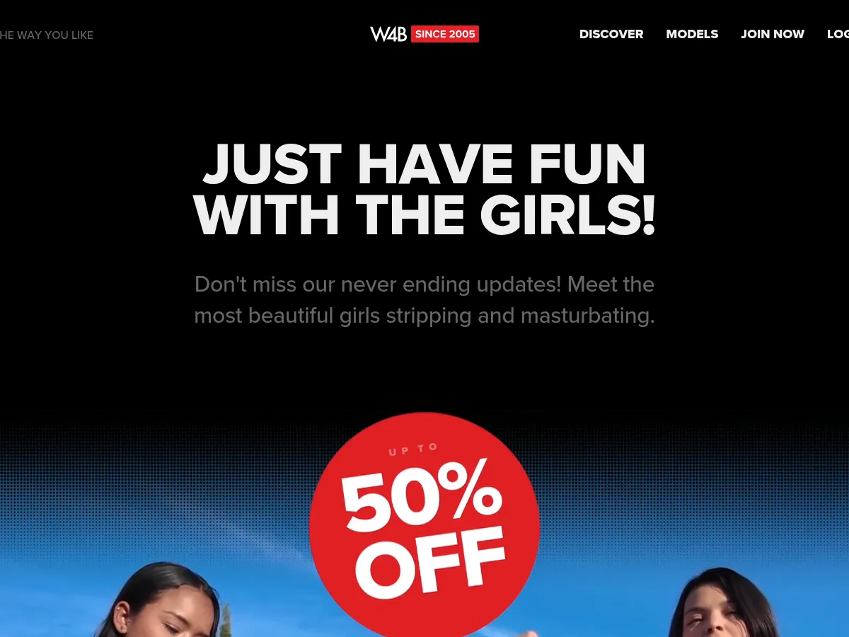 A heavily blurred, censored capture of the Watch4Beauty homepage — only soft shapes are visible, no explicit or readable content