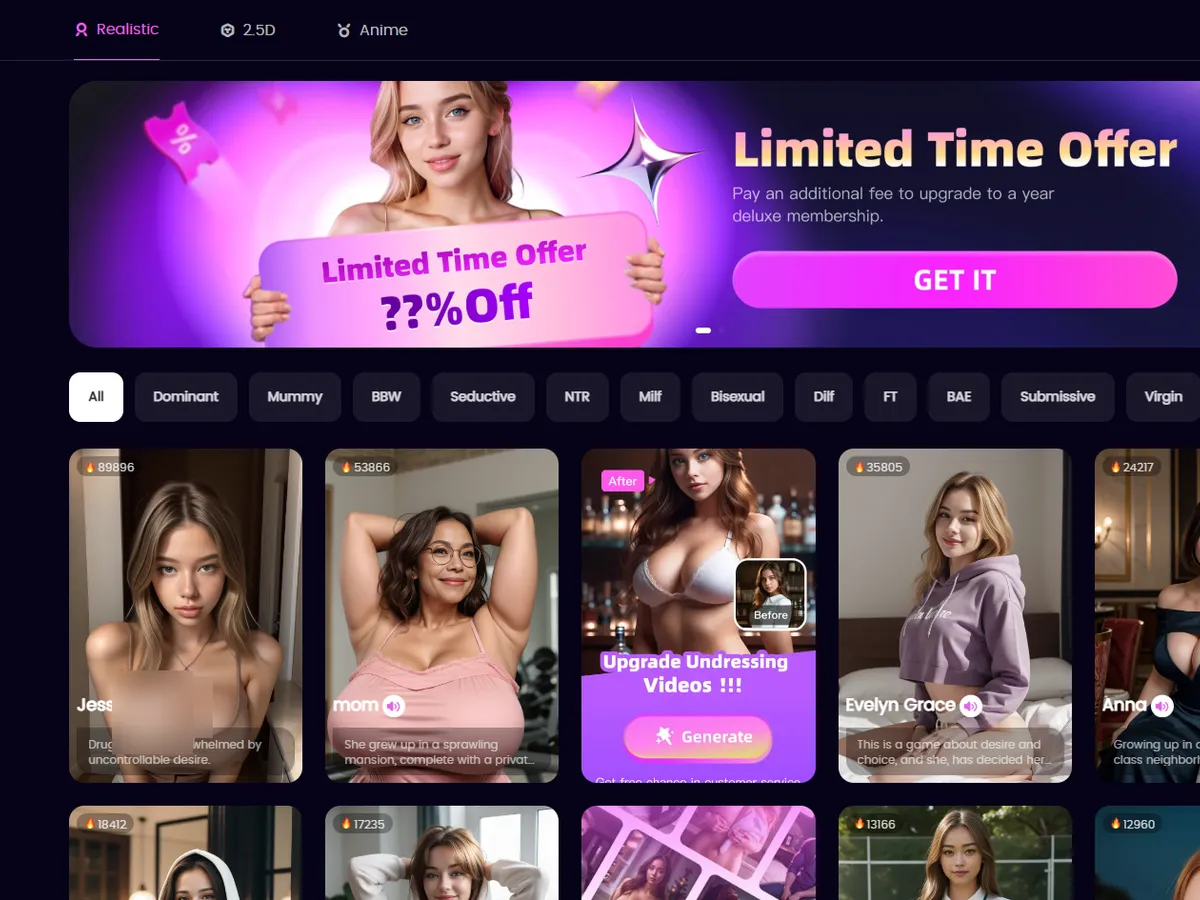 A heavily blurred, censored capture of the WOWOW AI homepage โ only soft shapes are visible, no explicit or readable content