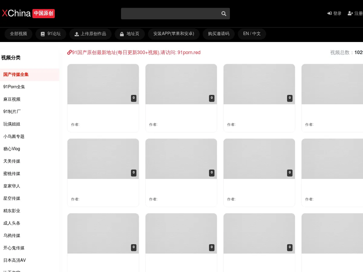 A heavily blurred, censored capture of the XChina homepage — only soft shapes are visible, no explicit or readable content