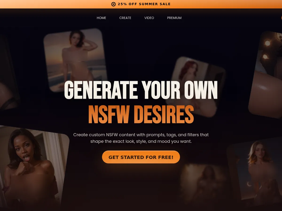 A heavily blurred, censored capture of the xNudes homepage — only soft shapes are visible, no explicit or readable content