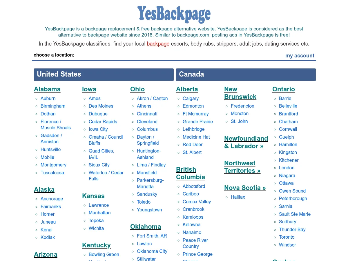 A heavily blurred, censored capture of the YesBackpage homepage โ only soft shapes are visible, no explicit or readable content