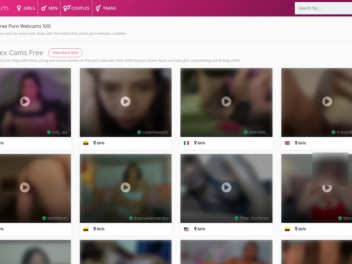 A heavily blurred, censored capture of the YoniCam homepage — only soft shapes are visible, no explicit or readable content