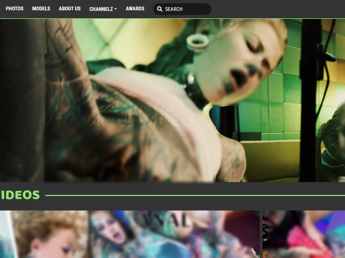 A heavily blurred, censored capture of the Z Filmz Originals homepage — only soft shapes are visible, no explicit or readable content