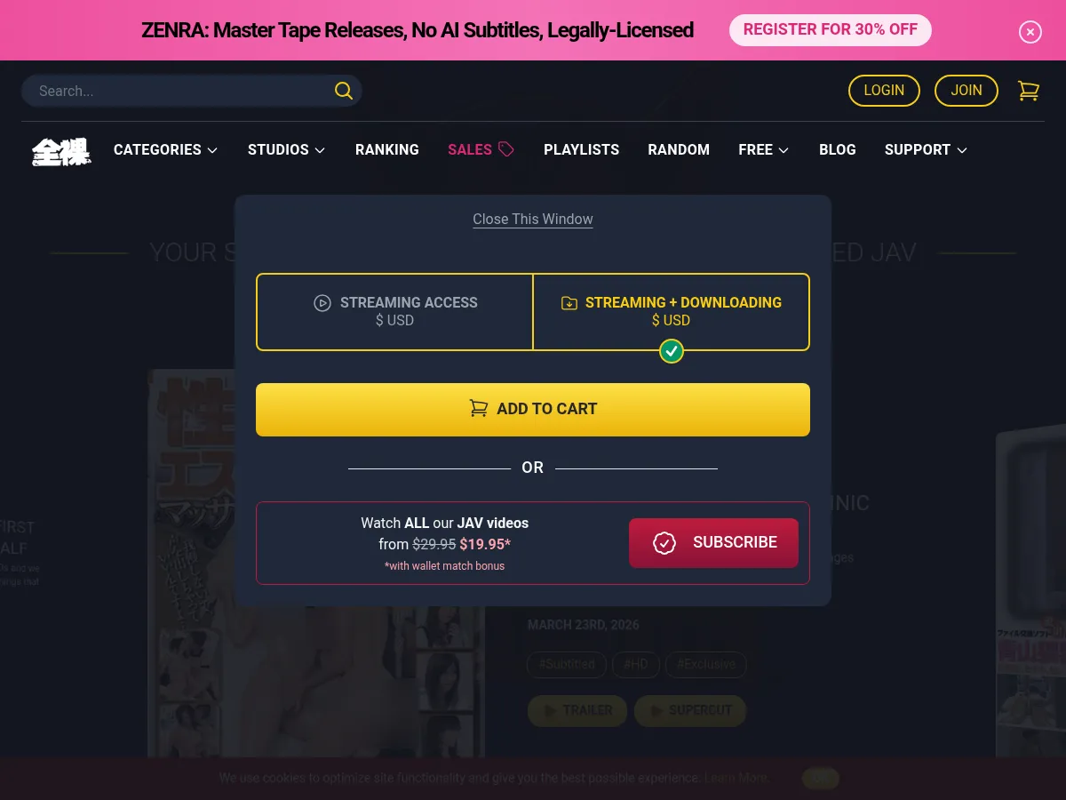 A heavily blurred, censored capture of the Zenra homepage โ only soft shapes are visible, no explicit or readable content